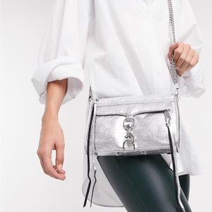 Rebecca Minkoff Mini Crossbody Bag Leather Purse Silver Chain Strap